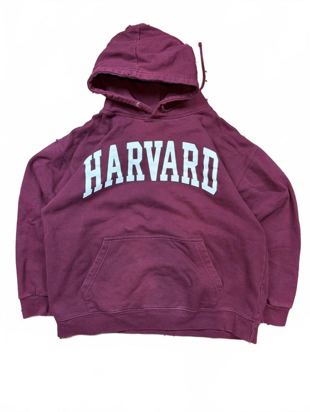 Vintage Harvard DIstressed faded red hoodie